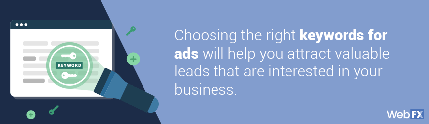 Choosing the right keywords for ads will help you attract valuable leads that are interested in your business