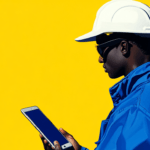 Home services professional looking at phone
