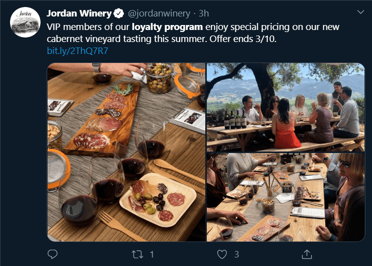 jordan winery loyalty program special twitter social media promotion 1