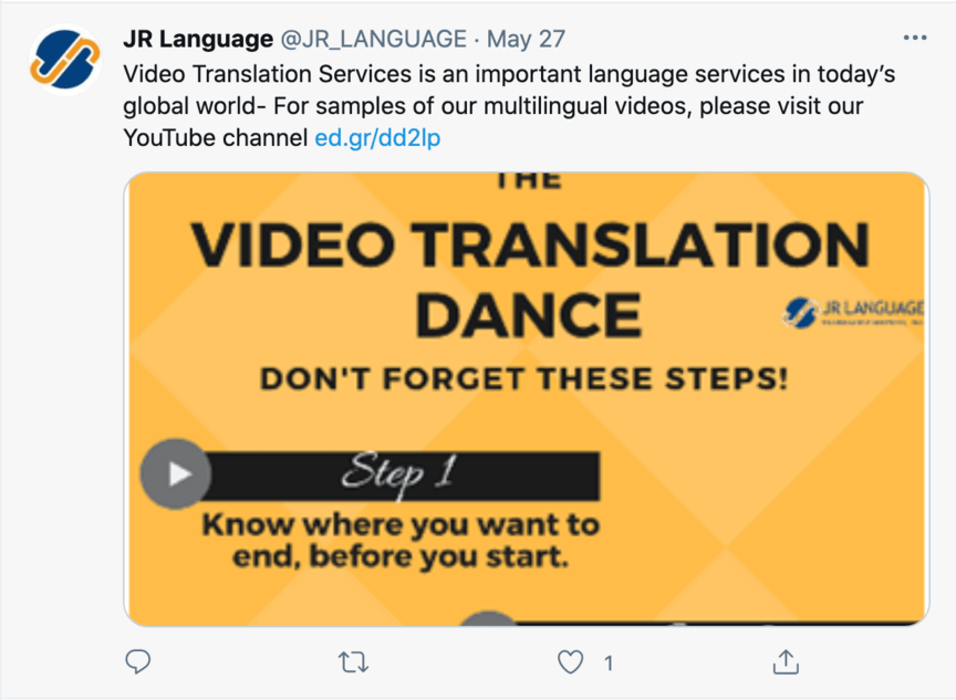 JR Language Twitter post