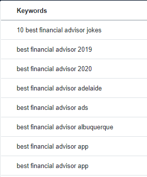 Financial advisor keyword research seo