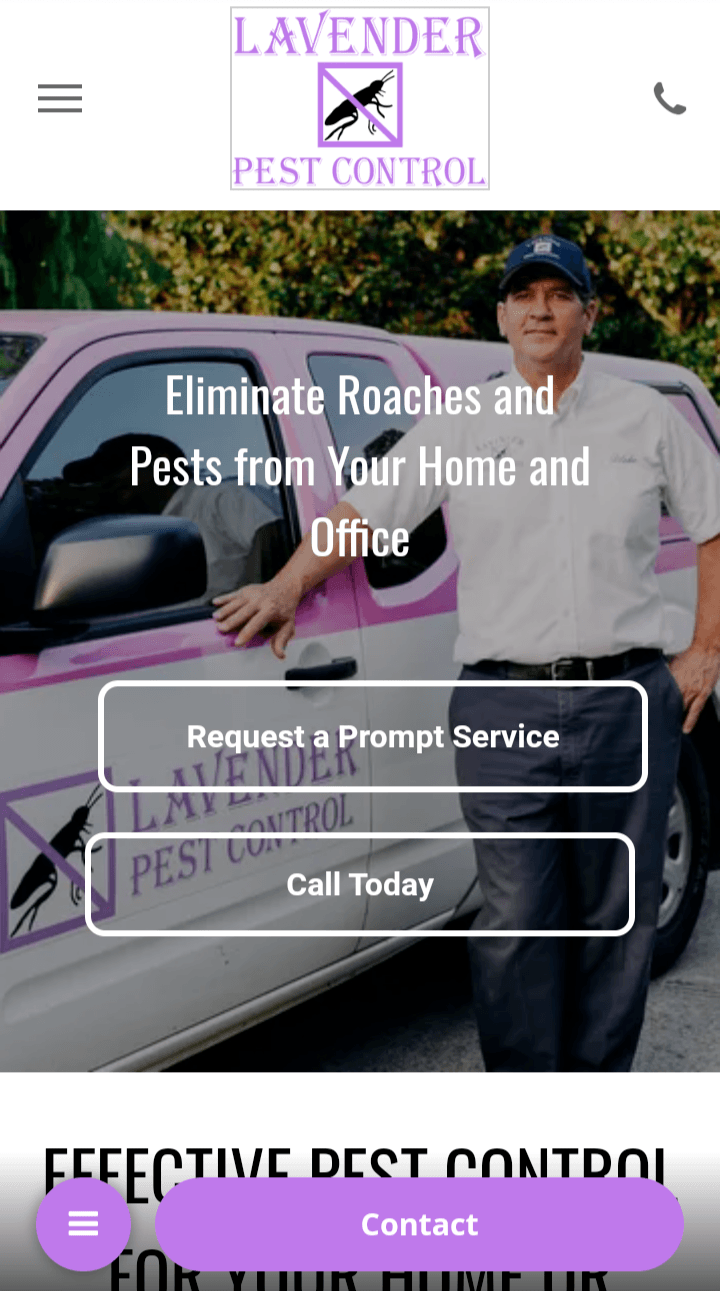 Lavender pest control website design mobile responsive design