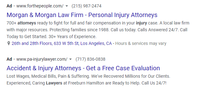 law firm ppc ad 2