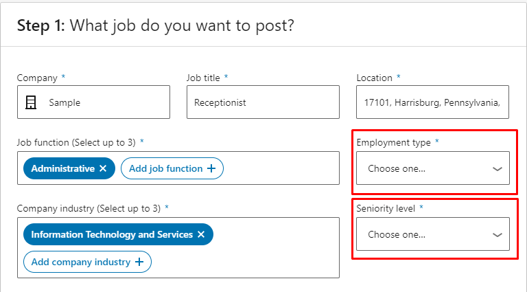 linkedin employement seniority