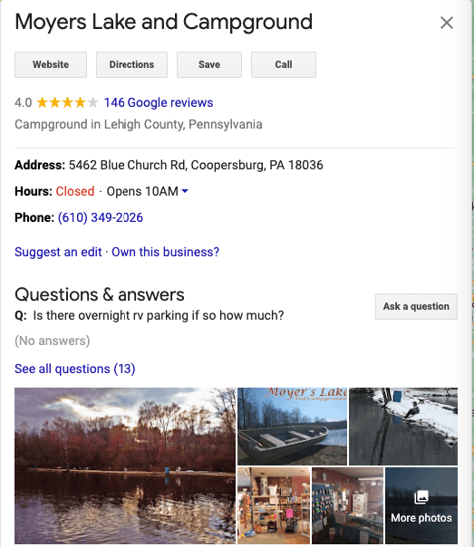 campground local listing example