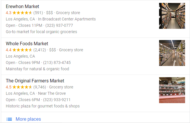 grocery stores listed on Google My Business