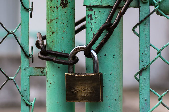 Lock and chain on gate