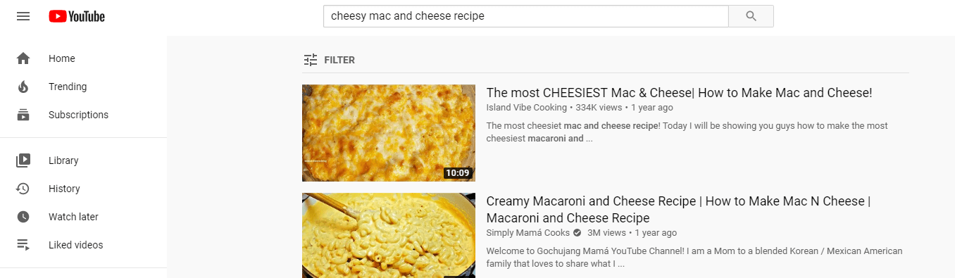 mac and cheese video results