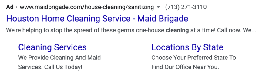 maid bridage ppc ad