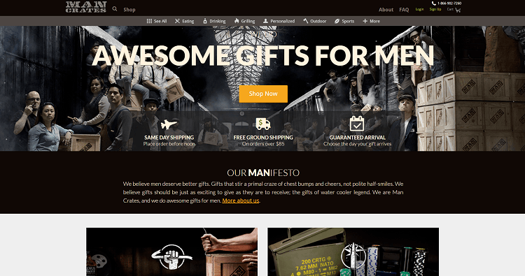 Man crates landing page