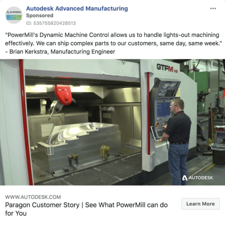 Manufacturing facebook ad