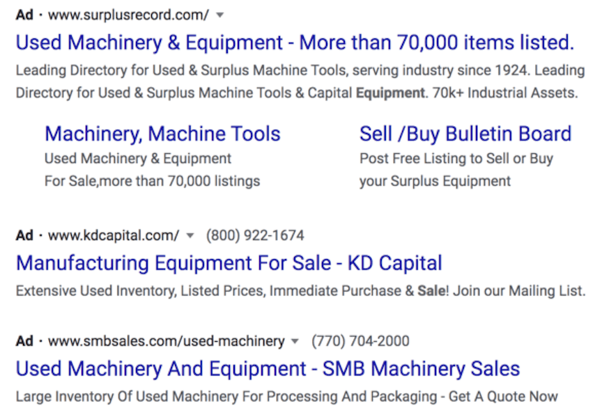 Manufacturing PPC ad