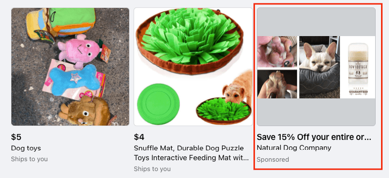 Marketplace ad for a dog product