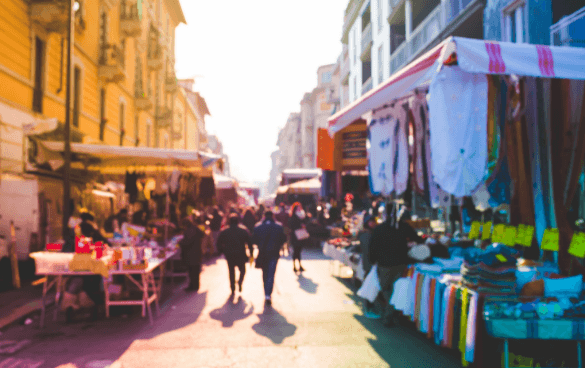 People shopping in a marketplace