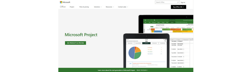 Microsoft Project project management software website screenshot