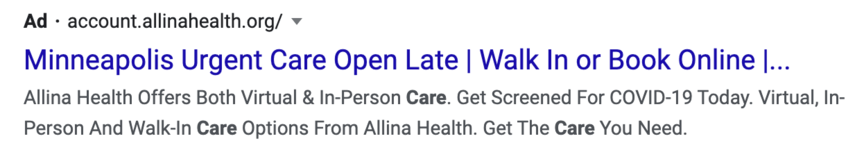 Minneapolis urgent care ppc