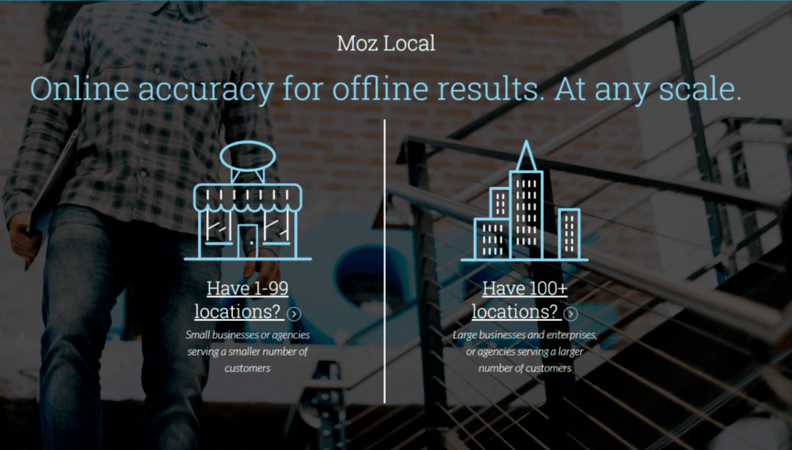 Screenshot Moz Local homepage