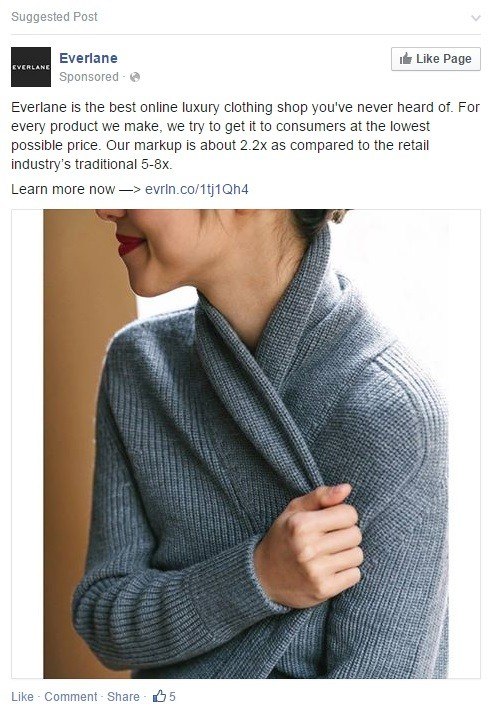 Facebook advertising by Everlane