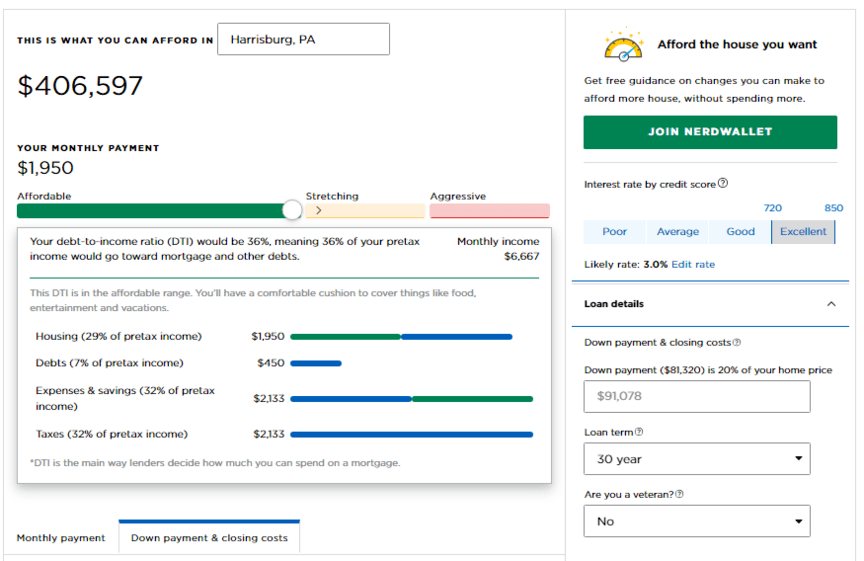 nerdwallet home calculator types of interactive content example