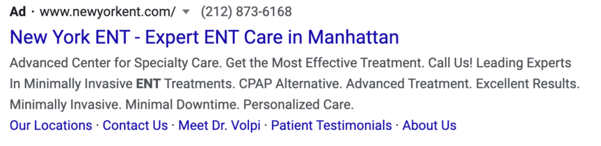 new york ent ppc ad