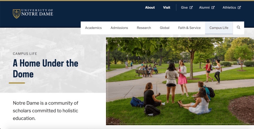 notre dame website page img