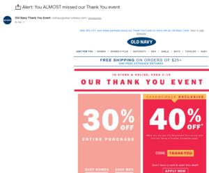 Email marketing example old navy