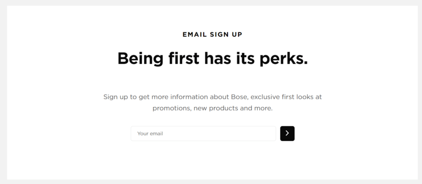 Email signup on website