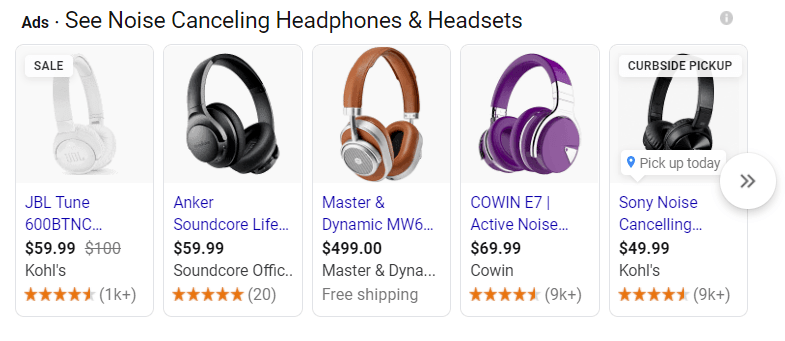 Google shopping ads example