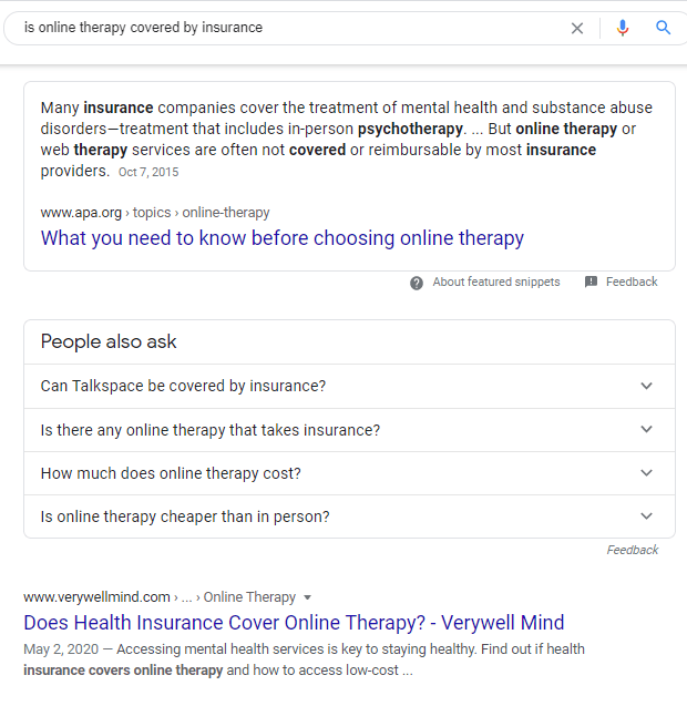online therapy search results
