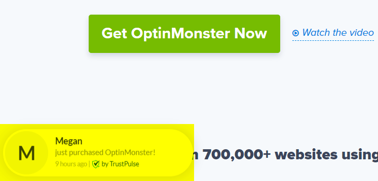 Social proof on OptinMonster website