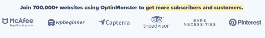 Trust signals on OptinMonster website