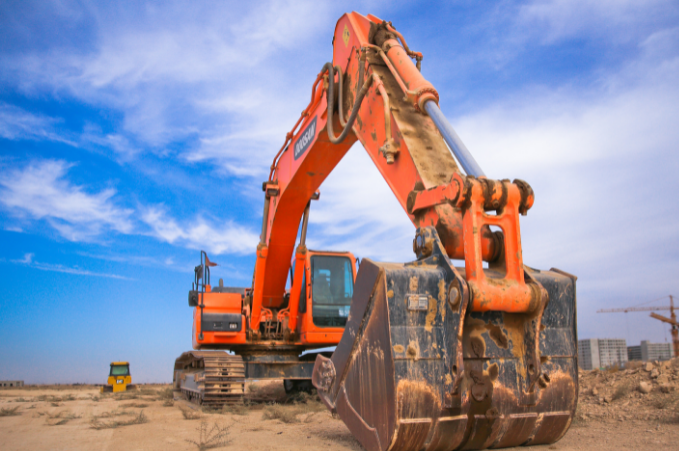 Large orange excavator