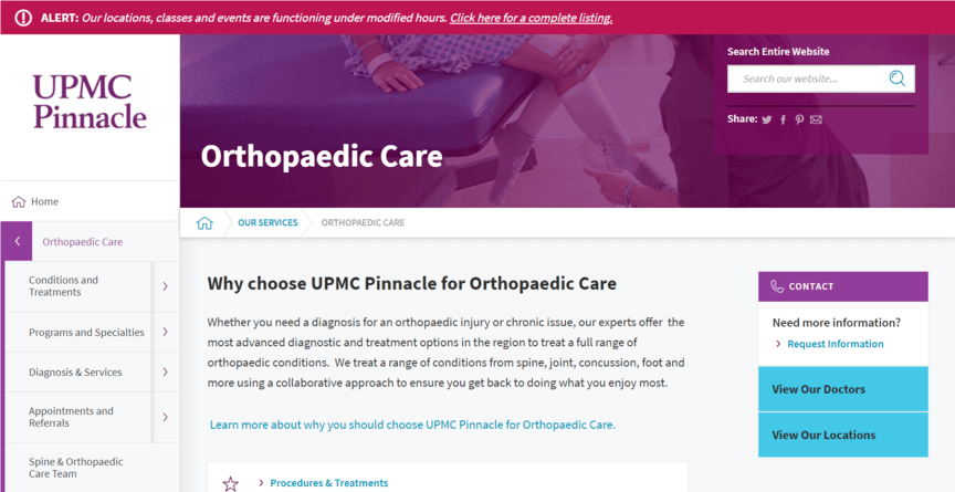 orthopedic marketing website example