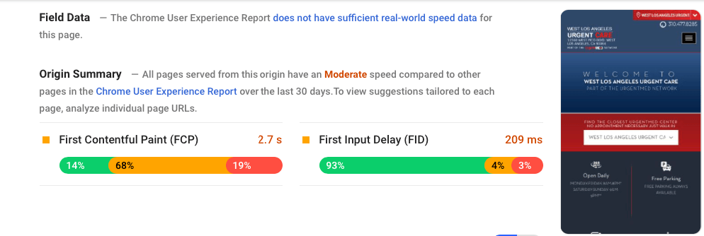 page speed insights