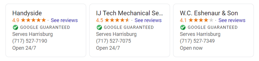 Local ads in paid search results