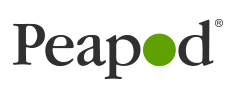 Peapod logo with a green pea pod above the letter 'e' in 'Peapod'.