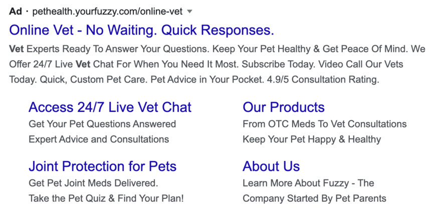 Veterinarian telehealth PPC ads