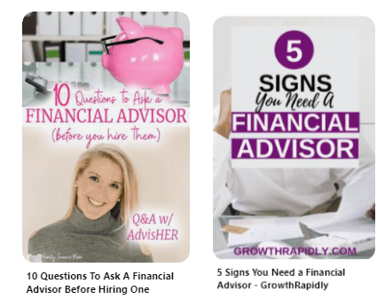 Pinterest financial advisor results