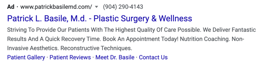 plastic surgeon ppc ad