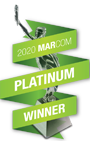 2020 Marcom Platinum Winner badge with a trophy icon.