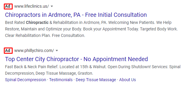 ppc ad chiropractor