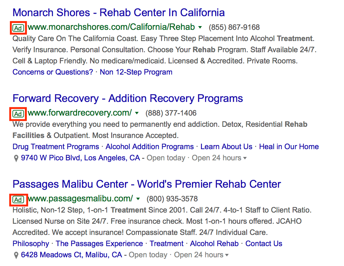 ppc ad rehab facility