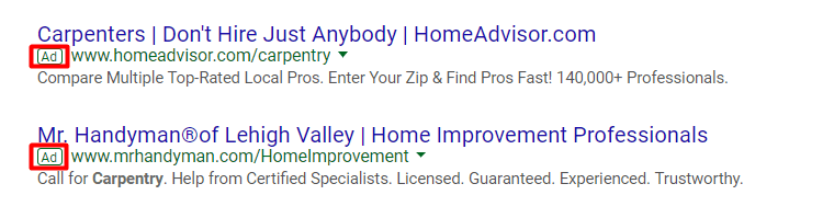 ppc campaigns carpentry