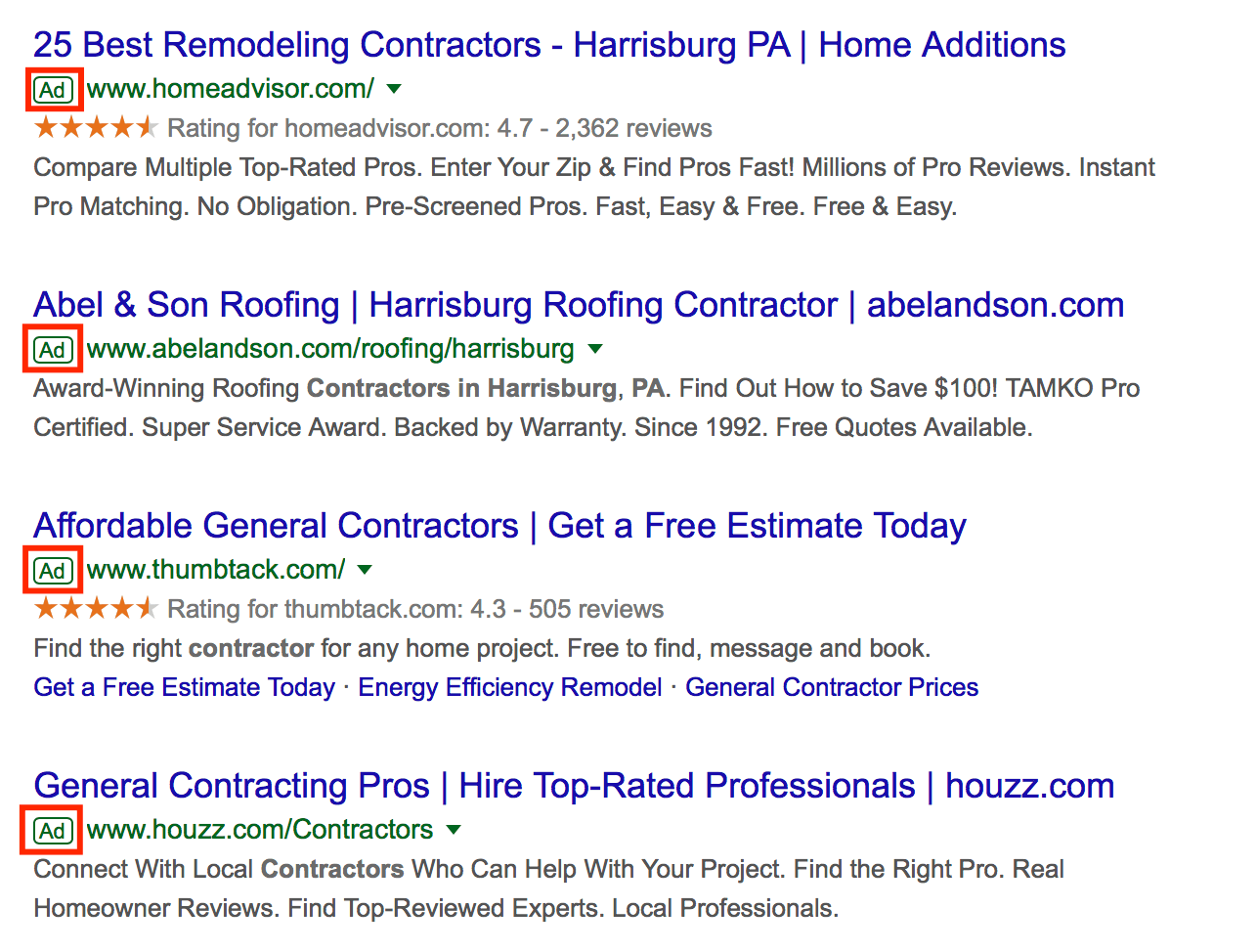 PPC contractor ads