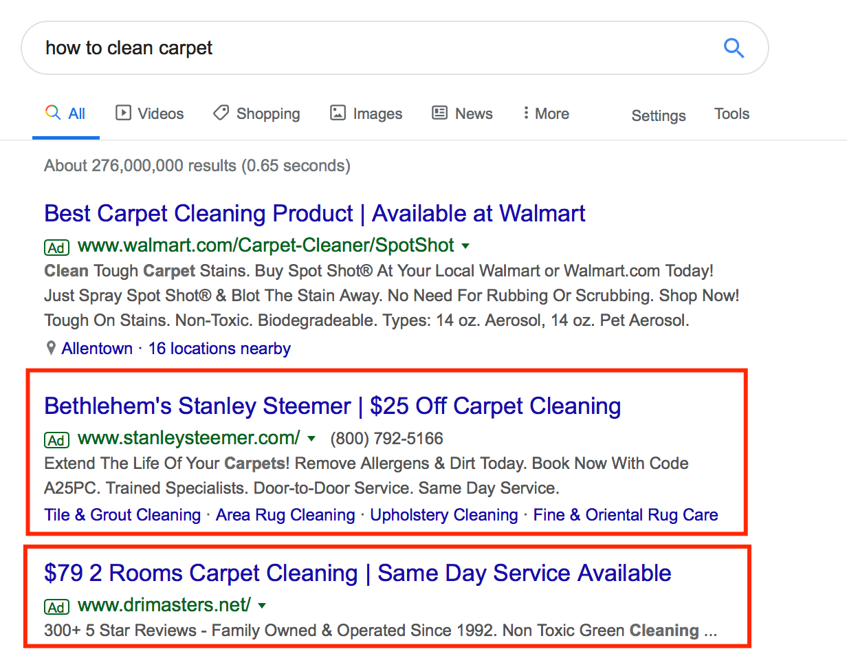 carpet cleaner ppc