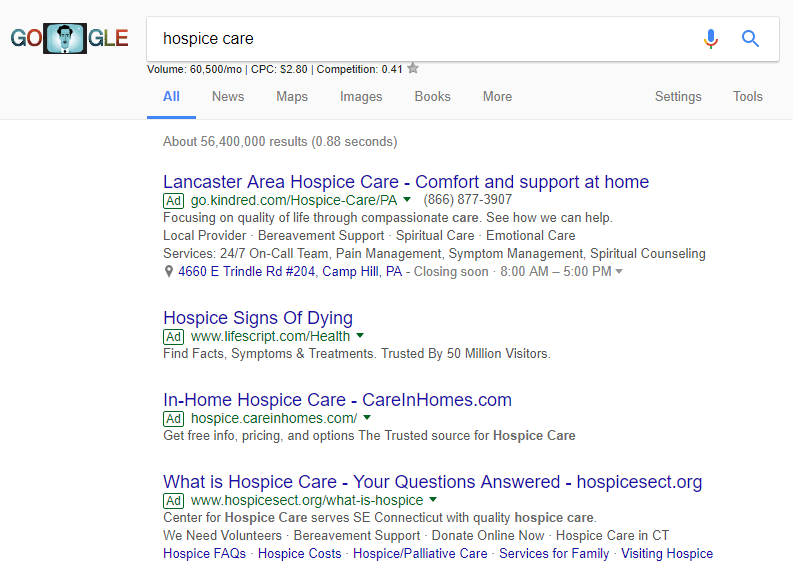 ppc hospice search example