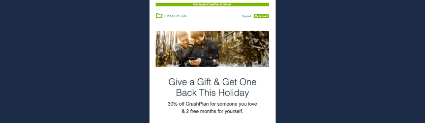 promotional email from CrashPlan