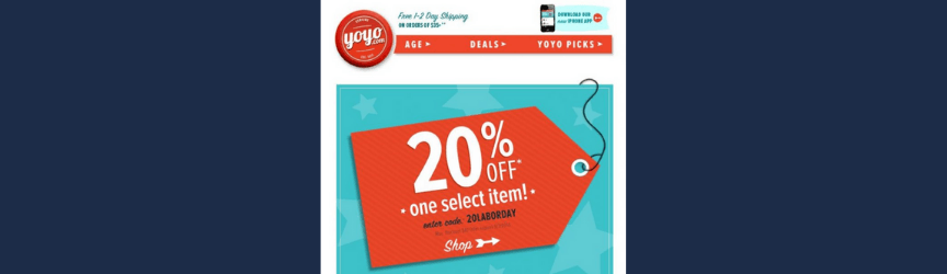 promotional email from YoYo