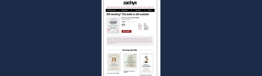 promotional email from Zachys