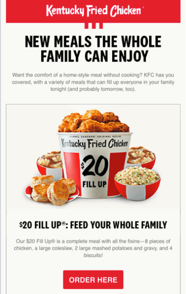 KFC promotional email